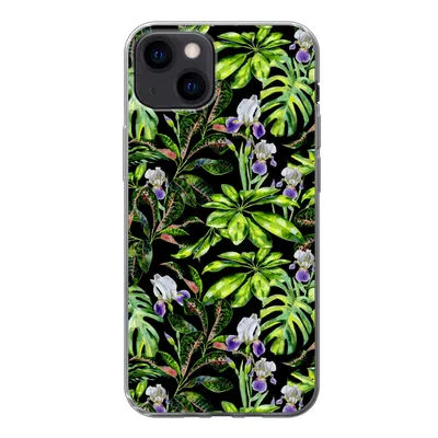 Produktbild von MuchoWow® Handyhülle Schutzhülle Hülle für iPhone 13 Blume - Blätter - Muster Silikon Softcase Handy Hülle - Karteninhaber