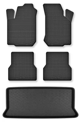 Produktbild von Gummimatten + Kofferraumwanne für Kia Picanto I 2003-2011 (Standard-Kofferraum) – Schwarz, Semi-Universal, angepasst – Wielganizator Semi-Universal
