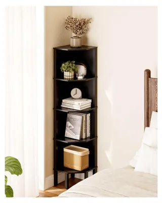 Produktbild von Eckregal mit 5 Ebenen, Pflanzenregal, Aufbewahrungsregal für Wohnzimmer, Büro, Schlafzimmer, 127x29x29cm, Schwarz