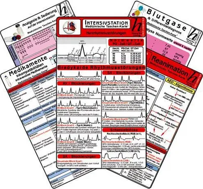 Produktbild von Intensiv-Station Karten-Set - Analgesie & Sedierung, Blutgase & Differentialdiagnose, Herzrhythmusstörungen, Inkompatibilitäten intravenöser Medikamente, Reanimation