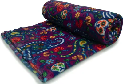 Obrázok produktu pre Fleece DTY stoff gedruckt (250g), Cat calavera, Amaranth, 50 x 160 cm