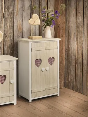 Produktbild von kleine Kommode "Landherz" aus Holz, weiß gekalkt, 51x31x78 cm, Flurkommode, Schrank, Nachtschrank