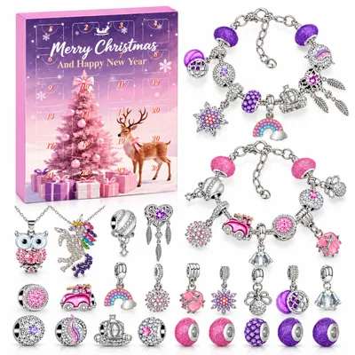 Produktbild von Schmuck Adventskalender mit 24 Überraschungen, Weihnachtskalender mit wechselnden Schmuckmotiven für das tägliche Öffnen im Advent