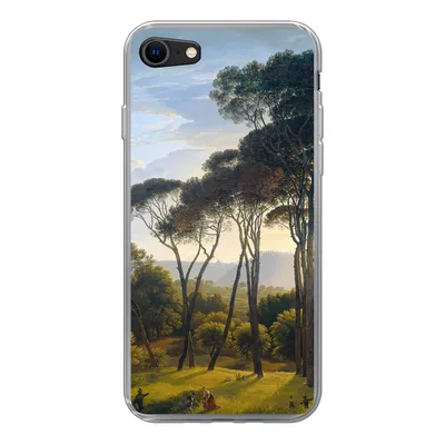 Produktbild von MuchoWow® Handyhülle Schutzhülle Hülle für iPhone SE 2020 Italienische Landschaft mit Zirbelkiefer - Hendrik Voogd - Kunst Silikon Softcase Handy Hülle - Kartenbesitzer