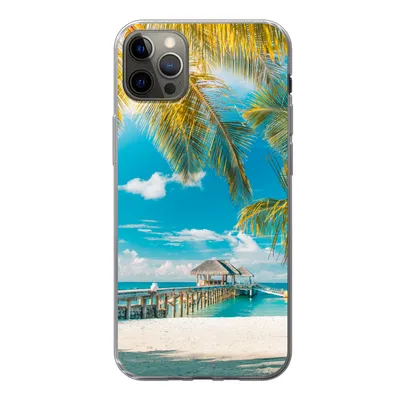 Produktbild von MuchoWow® Handyhülle Schutzhülle Hülle für iPhone 13 Pro Max Tropisch - Strand - Palme Silikon Softcase Handy Hülle - Mobiltelefon