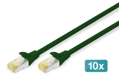 Produktbild von DIGITUS CAT 6A S/FTP Patchkabel, 10 Stück, 1m, grün