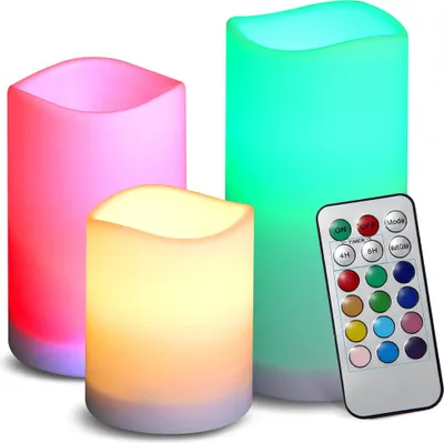 Obrázek produktu pro Verk 15407 LED Svíčky RGB 3 ks s dálkovým ovládáním