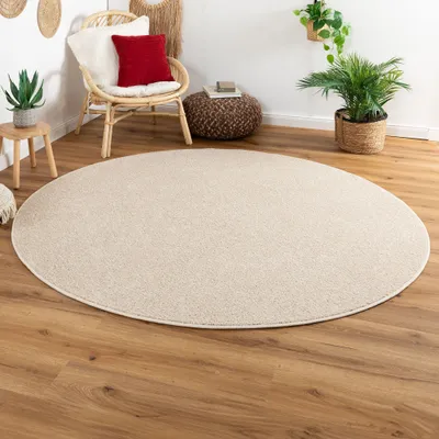Produktbild von Steffensmeier Kurzflor Teppich Cambridge, Wohnzimmer, Schlafzimmer, in Beige, Größe: Rund Ø 160 cm
