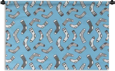 Produktbild von MuchoWow® Wandteppich Wandbehang Socken - Schnittmuster - Vintage 90x60 cm Tapisserie Dekoration Wandtuch - Wandskulpturen - Bildteppich