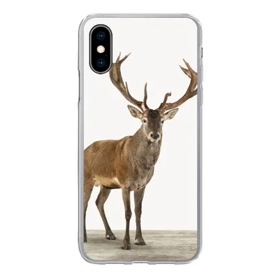 Produktbild von MuchoWow® Handyhülle Schutzhülle Hülle für iPhone X Hirsche - Tiere - Geweih - Kinder - Mädchen - Jungen Silikon Softcase Handy Hülle - Handyhülle