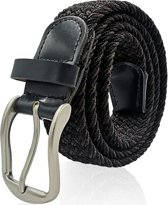 Produktbild von Glamexx24 Uni Elastischer Ledergürtel Geflochtener Stretchgürtel Dehnbarer Leder Gürtel für Damen und Herren 90 bis 145 cm-Farbe: Dunkelbraun Schwarz -Größe: 90 cm