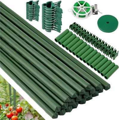 Produktbild von Famanu Pflanzenstützen mit Clips - komplette Klimahilfe für Tomaten und andere Kletterpflanzen