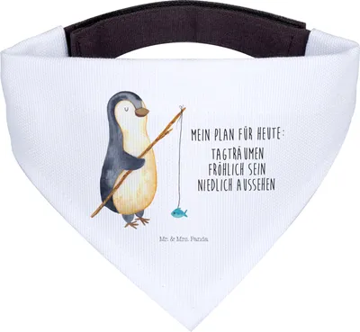 Produktbild von Mr. & Mrs. Panda Halstuch Hund Pinguin Angler - Weiß - Geschenk, Angeln, Urlaub, Für Hunde, Dreieckstuch, Neustart, Motiviert, Geschenkidee, Bandana