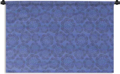 Produktbild von MuchoWow® Wandteppich Wandbehang Blumen - Muster - Blau 120x80 cm Tapisserie Dekoration Wandtuch - Wanddekorationen - Wandtücher
