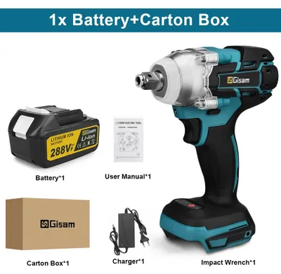 Immagine prodotto di Avvitatore a percussione a batteria - 18V - Coppia di 520 Nm - Attacco quadrato da 1,27 cm - Motore brushless - Include 1 batteria