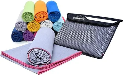 Produktbild von Unyqoos® Mikrofaser-Handtuchset für Sauna, Fitness & Strand – schnelltrocknend, ultraleicht, 8 Größen · 12 Farben (Rosa)
