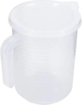 Produktbild von Plastik Maßbecher mit Deckel - Sichtbarer Milchbecher - 1000 ml - Mit Griff - Für Haushalt Küche Kochen Kaffeekochen