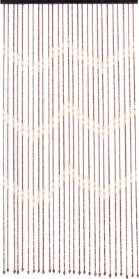 Obrázok produktu pre Drevený korálkový záves - Záves na dvere/rozdeľovač miestností - Montáž na strop - 27 prameňov - 90x175 cm - Vysoké zatemnenie (70-90 %) - Stredové otváranie - Farba dreva