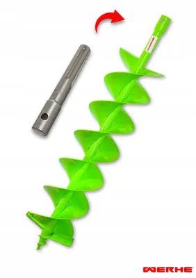 Imagen del producto de WERHE Barrena para tierra 180 mm H de doble espiral + adaptador SDS Max – juego para perforar agujeros para postes y cimentaciones