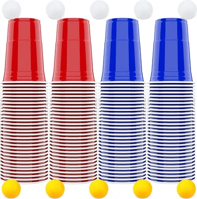 Productafbeelding van Plastic bekers 473 ml, 100 stuks, rood en blauw, voor party