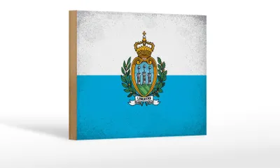 Produktbild von Holzschild Flagge San Marino 18x12 cm San Marino Vintage Dekoration