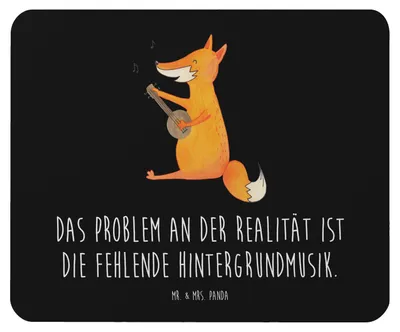 Produktbild von Mr. & Mrs. Panda Mauspad Fuchs Gitarre - Schwarz - Geschenk, Mouse Pad, laptop, Optimistisch, computer mousepad, Musik, Singen, Sängerin