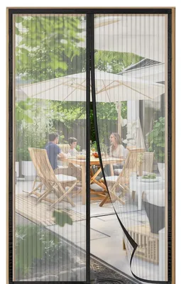 Immagine prodotto di Zanzariera per porta 95x215 cm, con chiusura magnetica, ideale per porte da balcone, da installare senza fori, colore nero