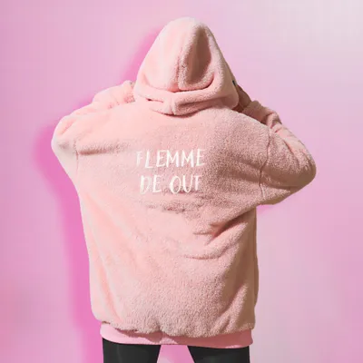 Image de Sweat A Capuche Hoodie Flemme De Ouf Rose