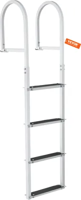 Produktbild von VEVOR Dockleiter 4 abnehmbare Stufen 227 kg Tragkraft Ponton-Bootsleiter aus Aluminiumlegierung mit 8 cm breiter Stufe und rutschfester Gummimatte für das Einsteigen in Schiffe/Seen/Schwimmbäder/Meere
