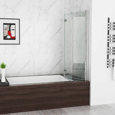 Produktbild von Duschabtrennung 120x140 cm Duschwand Badewannen 2 TLG. Faltwand 6mm NANO Glas MIQU