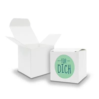 Produktbild von SET FÜR DICH (Motiv9) 24x Faltschachtel Würfel 6,5cm weiß + Sticker