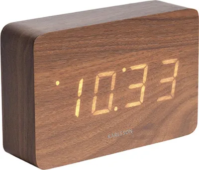Produktbild von Karlsson - Wecker Square - Dunkles Holzfurnier, weiße LED - 15x4,8x10cm