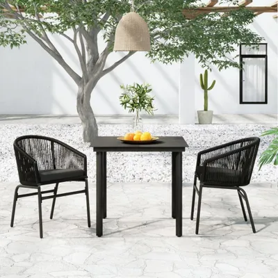 Produktbild von The Living Store 3-tlg. Garten-Essgruppe Schwarz