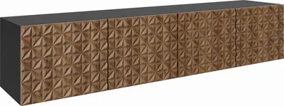 Produktbild von MEBLINI TV-Schrank 200cm Lang - Fernsehschrank - TV Lowboard Industrial - Unterschrank für Fernseher - TV-Unterschrank - TV-Schrank - Hängeschrank - CALIO - 200x40x41cm - Schwarz Matt/Catania Eiche