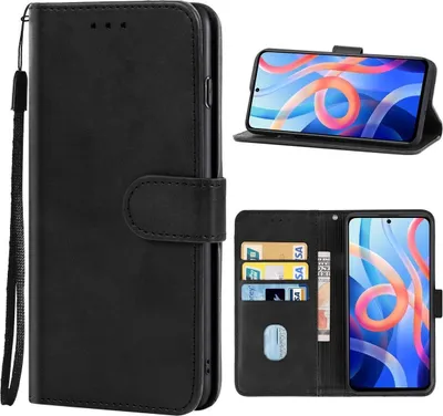 Produktbild von König Design Hülle kompatibel mit Xiaomi Redmi Note 11 5G / Poco M4 Pro 5G Kunstleder Handyhülle - Handy Case Schwarz