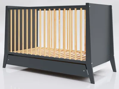 Łóżeczko Cosmo z szufladą i gryzakami 120x60 kolor antracyt – zdjęcie produktu 1