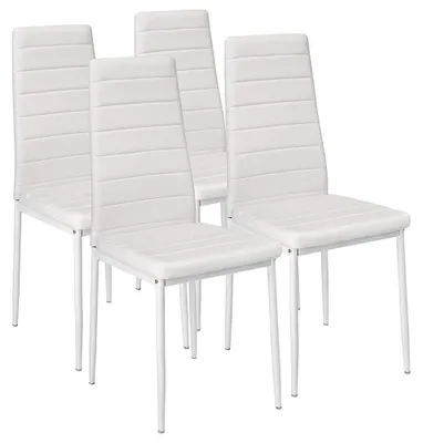 4er-Set Stühle, Kunstleder, weiß, 98x41x45 cm, Metall