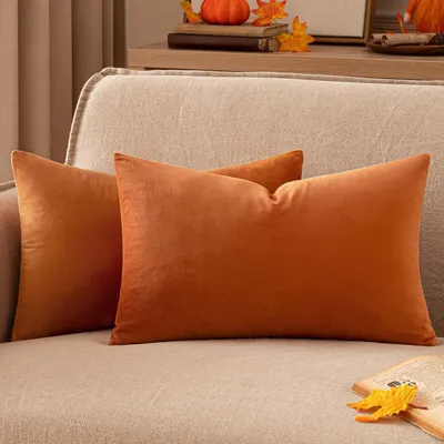 Produktbild von Samt Kissenbezug 30x50 cm Orange 2er Set