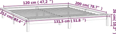 Immagine prodotto di vidaXL Letto in legno massiccio con illuminazione a LED bianco 120x200 cm