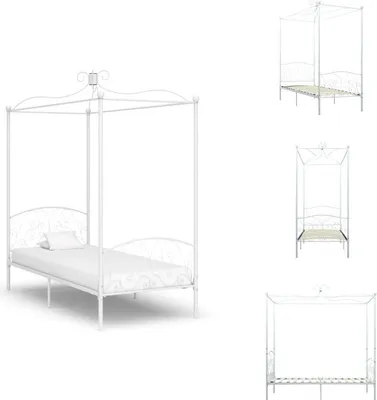 Produktbild von vidaXL Himmelbett-Gestell Weiß Metall 100 x 200 cm -  Betten & Bettgestelle