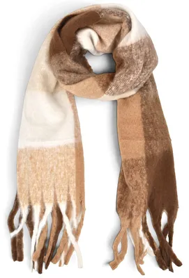 Produktbild von styleBREAKER Damen Webschal mit Karomuster | Kuscheliger Winterschal mit langen Fransen | Weiches Schultertuch 50 x 190 cm | Oversize Stola warm & pflegeleicht