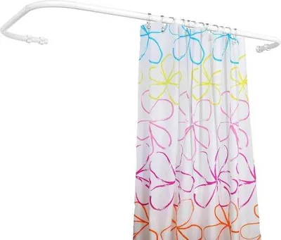 Produktbild von Famanu L-förmige Duschvorhangstange - Robuste schräge Duschstange ohne Deckenhalterung - 70x160 cm - Weiß