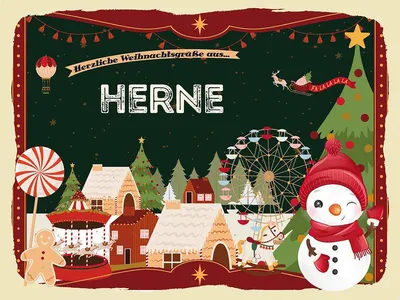 Produktbild von vianmo Holzschild 30x40 cm Weihnachtsgrüße aus HERNE Weihnachten