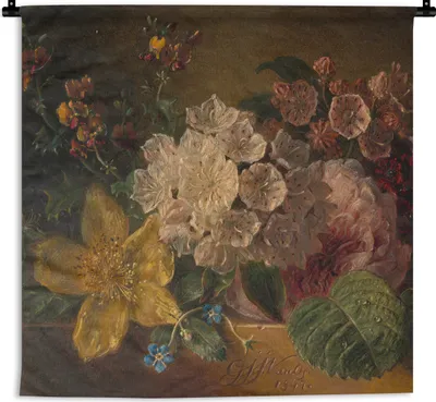 Produktbild von MuchoWow® Wandteppich Wandbehang Blumen - Gemälde von G.J.J Van Os 60x60 cm Tapisserie Dekoration Wandtuch - Dekorationen - Wand Decke