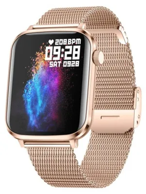 Produktbild von INF V82 Smartwatch mit Metallarmband 1.85 inch HD Display Bluetooth-Anrufe Rosa