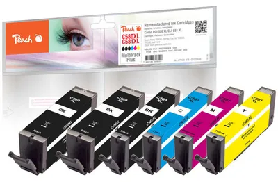 Productafbeelding van Peach PI100-379 Peach Patroon, Canon nr. 580XL/581XL, MultiPackPlus. REM, KOM