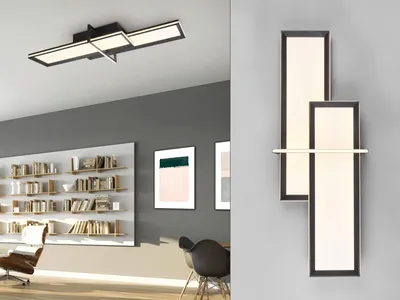 Produktbild von Große LED Deckenleuchte CHARLESTON, rechteckig, 103cm breit, Schwarz