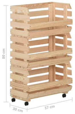 Produktbild von vidaXL Gemüsewagen 37x30x80 cm Massivholz Kiefer