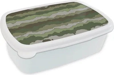Produktbild von KitchenYeah® Lunchbox Brotzeit Brotdose 17x11 cm Camouflage - Muster - Armee Kinder Brotzeitdose - Lunch Box - Kinder - Sandwich-Box - Schulbox - Lunch Boxen