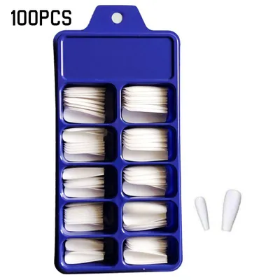 Produktbild von 100tlg/Set Ballerina Künstliche Fingernägel Kunstnägel Nagel Nail Tips mit Box Farbe : Weiß,